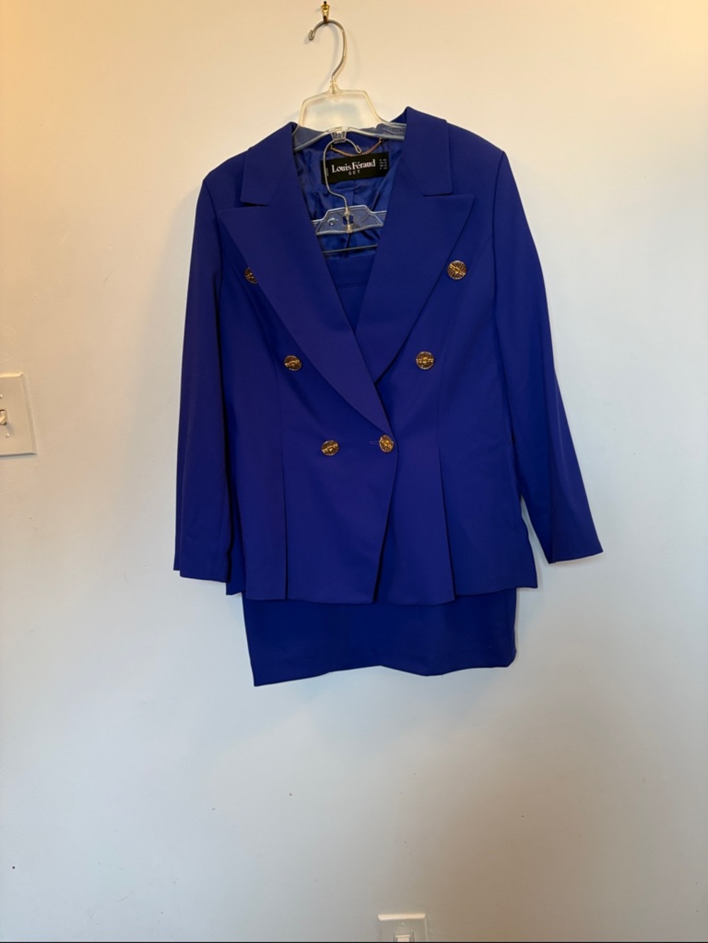 Louis Feraud Cobalt Blue Double-Breasted Blazer with Gold Buttons